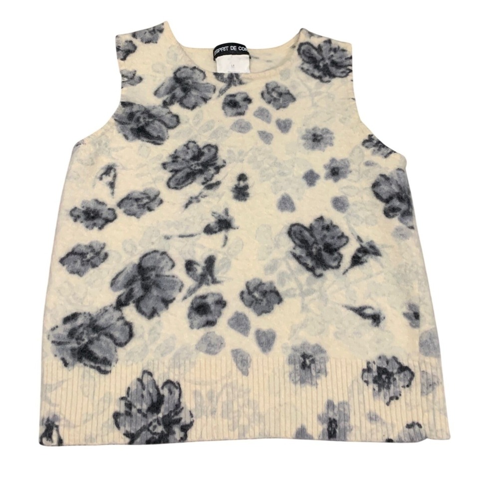 Y2K Vintage‎ Esprit De Corp Floral Angora Lambswool Sweater Vest Size M